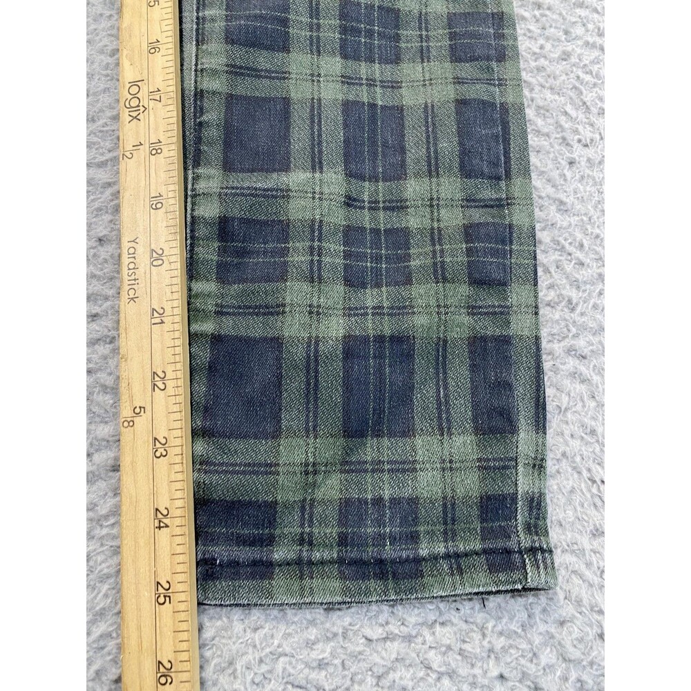 Free People Overalls Womens W 27 Green Plaid Denim Zip Pocket Utility Cropped - Picture 6 of 13